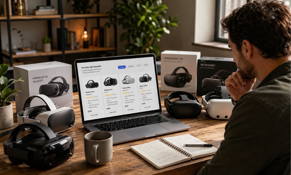 Beginner comparing multiple VR headset options before buying