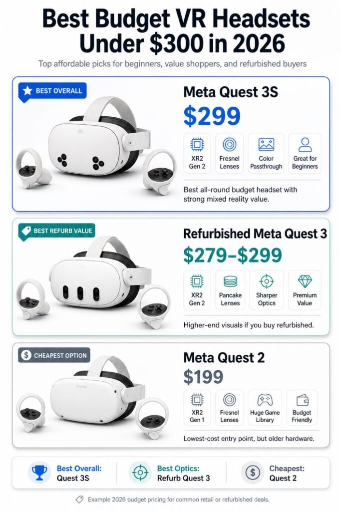 Pinterest graphic for best budget VR headsets under $300
