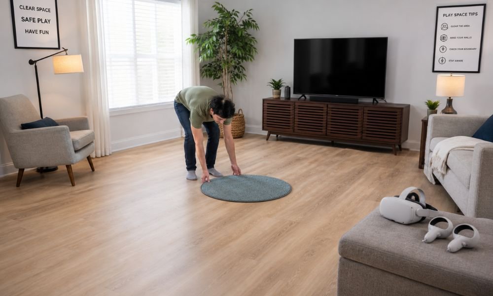 Safe VR play space setup for beginners