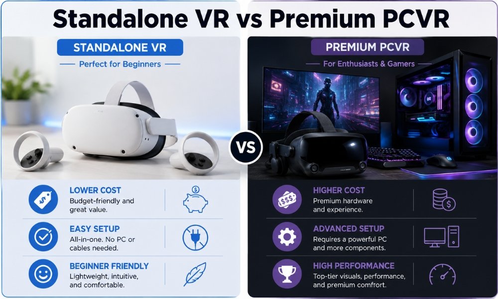 VR headset 2026 standalone VR vs premium PCVR comparison