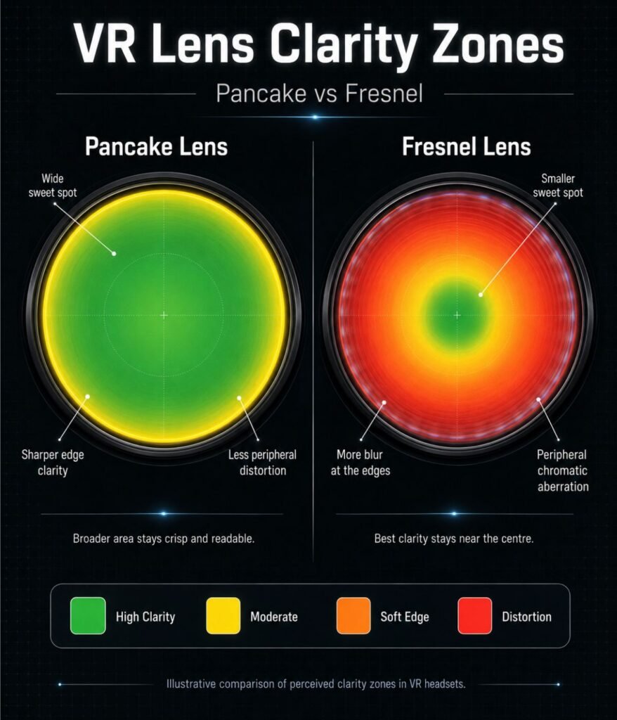 VR lens sweet spot comparison infographic