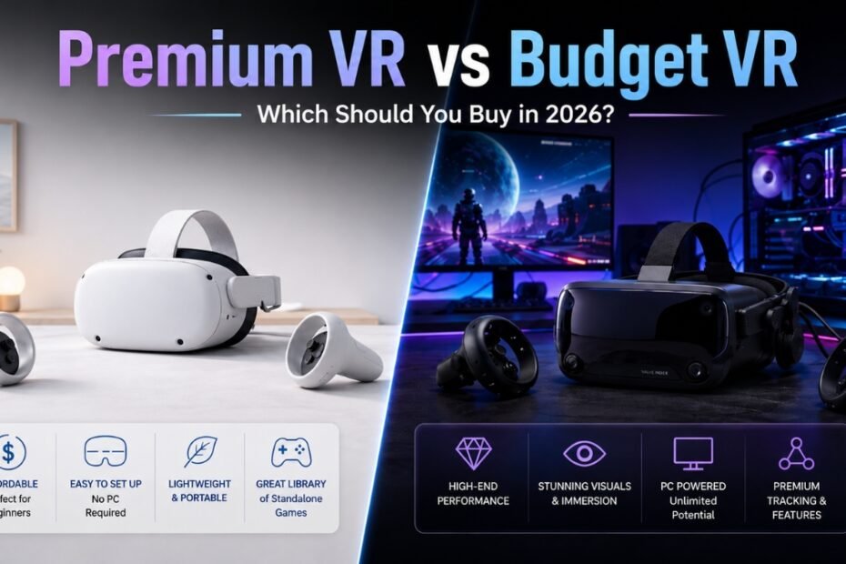 Premium VR headset compared with budget VR headset for beginner buyers
