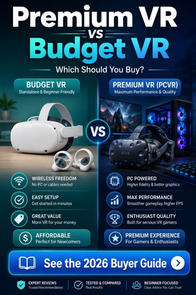 Pinterest pin for premium VR vs budget VR beginner buyer guide