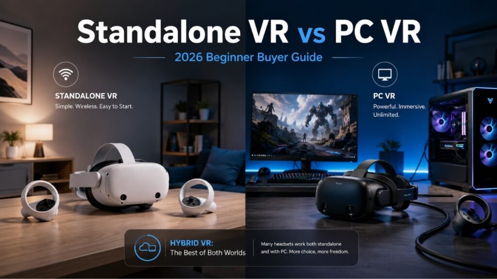 Standalone VR headset compared with PC VR gaming setup for beginner buyers