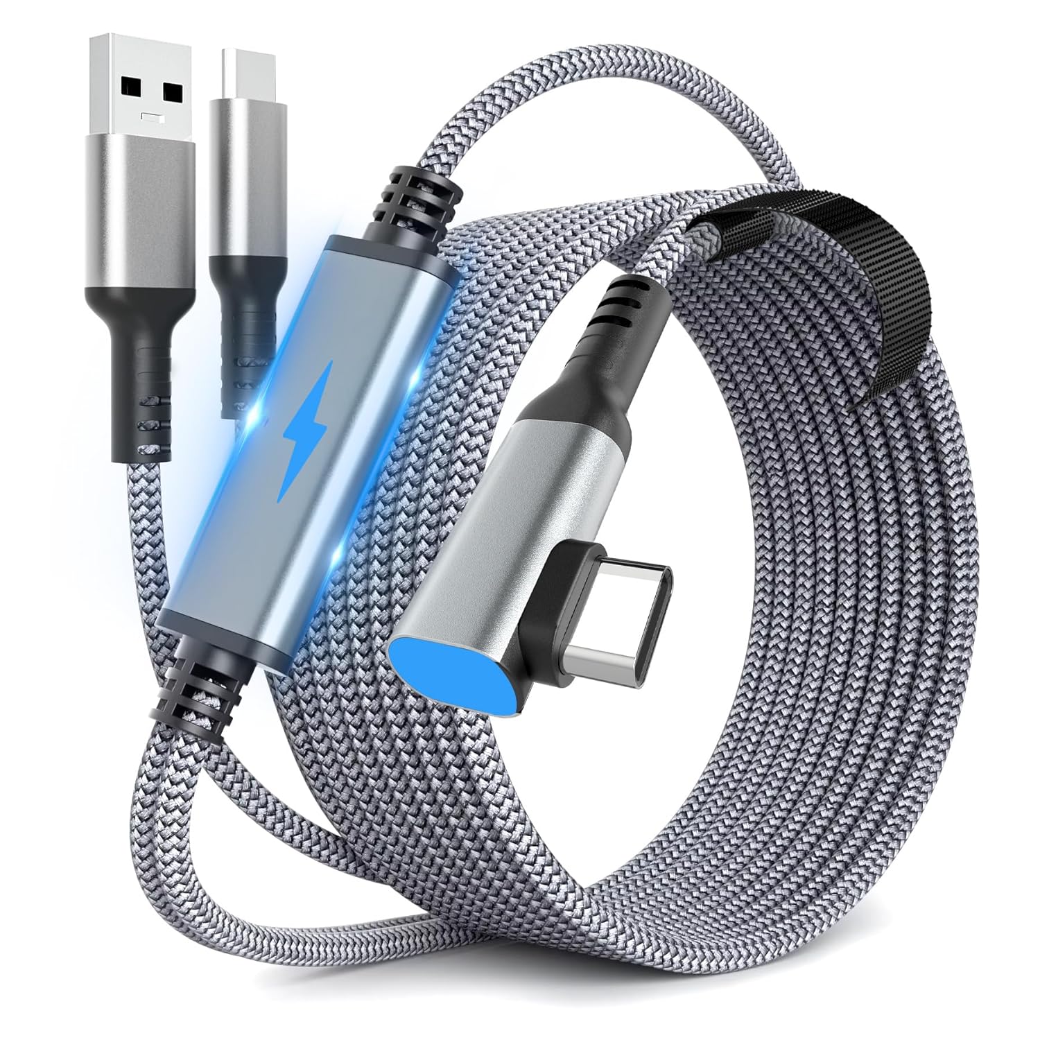 YRXVW Link Cable 16 FT Compatible with Oculus Quest 2/Pro/1 Accessories, 3 in 1 Charging While Playing All Day, with USB C Sufficient Power for VR Headset, High Speed Data Wire for Gaming PC Steam VR