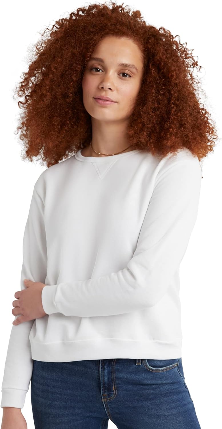 Hanes Women’s Crewneck Sweatshirt, Soft Fleece EcoSmart Long Sleeve Sweatshirt
