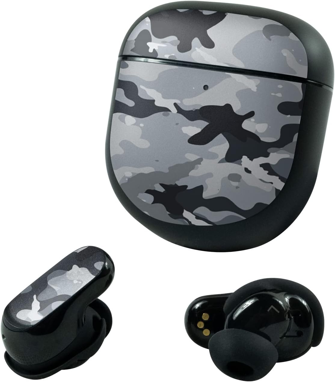 MightySkins Skin Compatible with Bose QuietComfort Earbuds II (2022) - Gray Camouflage | Protective, Durable, and Unique Vinyl Decal wrap Cover | Easy to Apply and Change Styles | Made in The USA