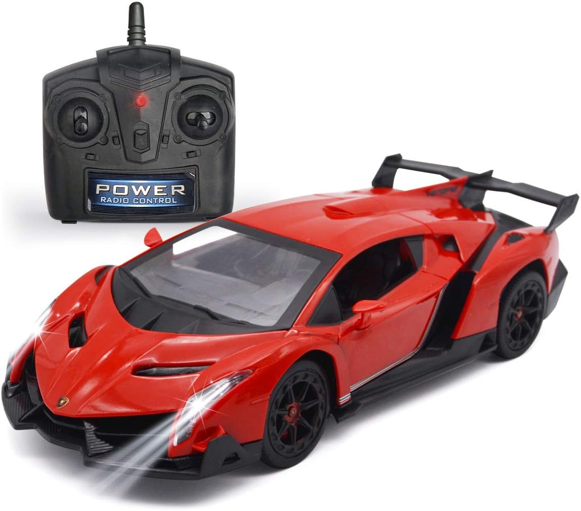 QUN FENG Remote Control RC CAR Racing Cars Compatible with Lamborghini Veneno Officially Licensed 1:24 Toy RC Cars Model Vehicle for Boys 6,7,8 Years Old,red