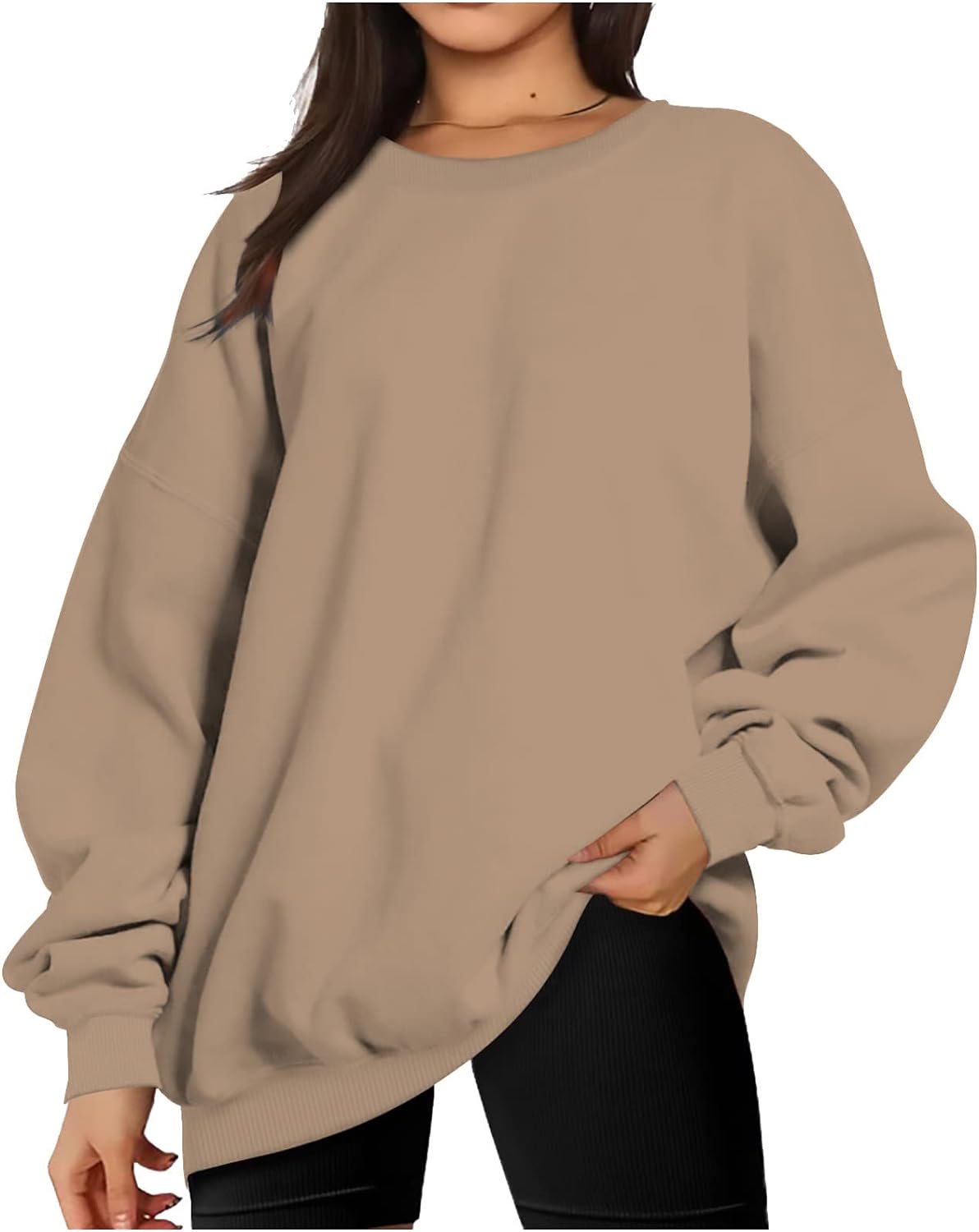 Stessotudo Oversized Sweatshirts for Women Crewneck Long Sleeve Baggy Boyfriend Tops Loose Fit Solid Casual Y2K Streetwear