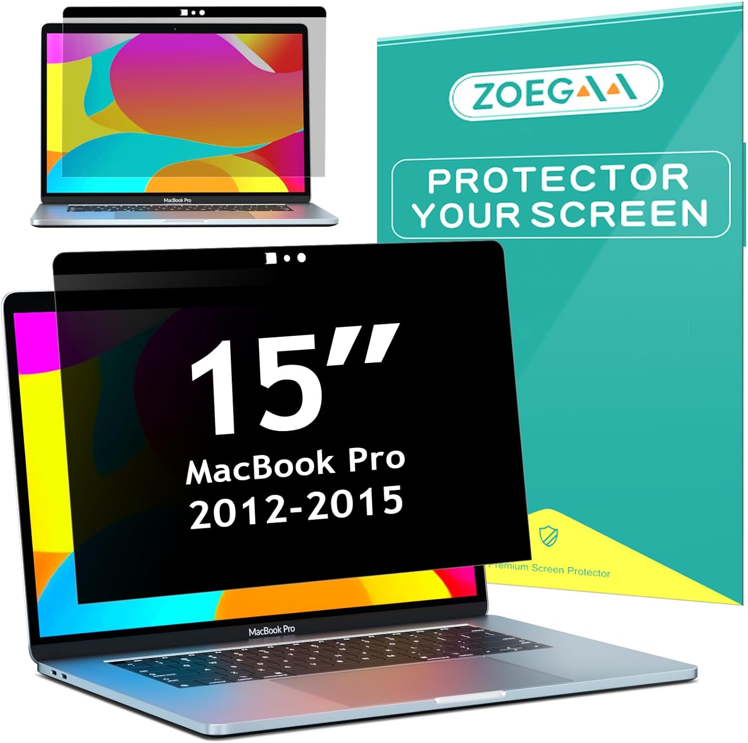 ZOGEAA Privacy Screen MacBook Pro 15 Inch (2012-2015), Magnetic Removable Anti Blue Light Glare Peep Filter Black Out Screen Protector for Mac 15.4 Inch Laptop Model (A1278 A1286 A1398)