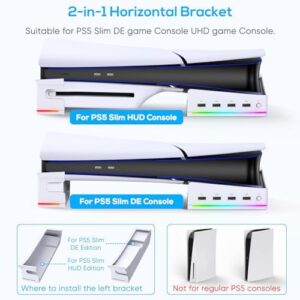 Auarte 2023 RGB Horizontal Stand for PS5 Slim Console Access…