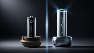 Best AR Smart Glasses of 2024 7 A visual comparison of a regular battery vs. a next-gen battery with increased capacity, highlighting future improvements in battery life for AR smart glasses.