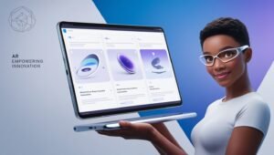 Best AR Smart Glasses of 2024 8 a highly detailed, cinematic photograph showcasing a futuristic AR software interface