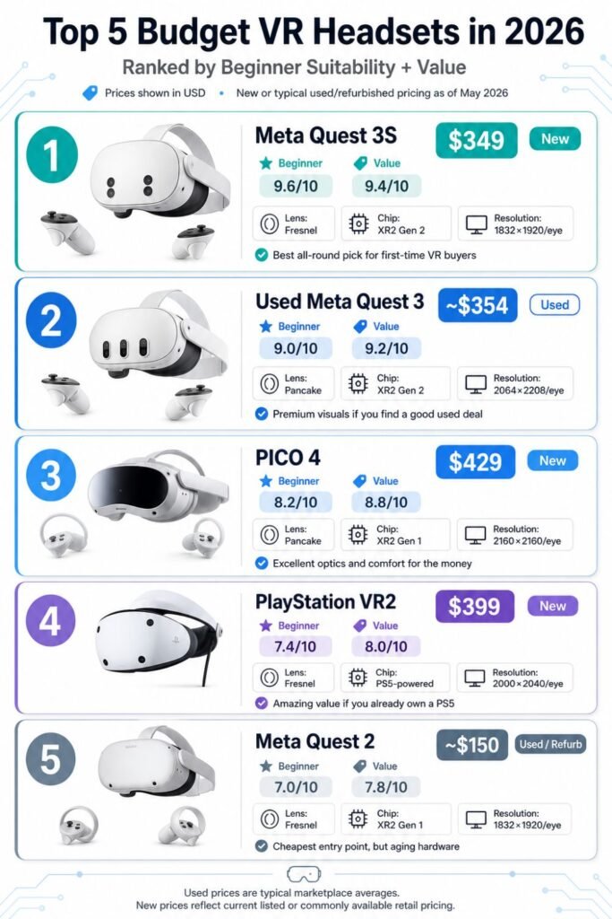 Top budget VR headsets ranking chart under $300