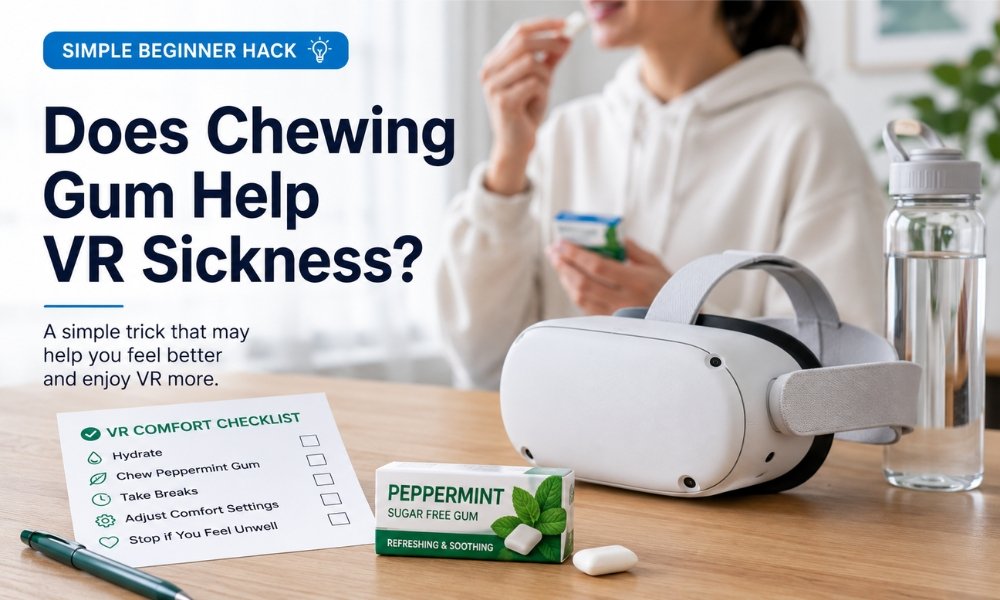 Does chewing gum help VR motion sickness beginner prevention tip with VR headset