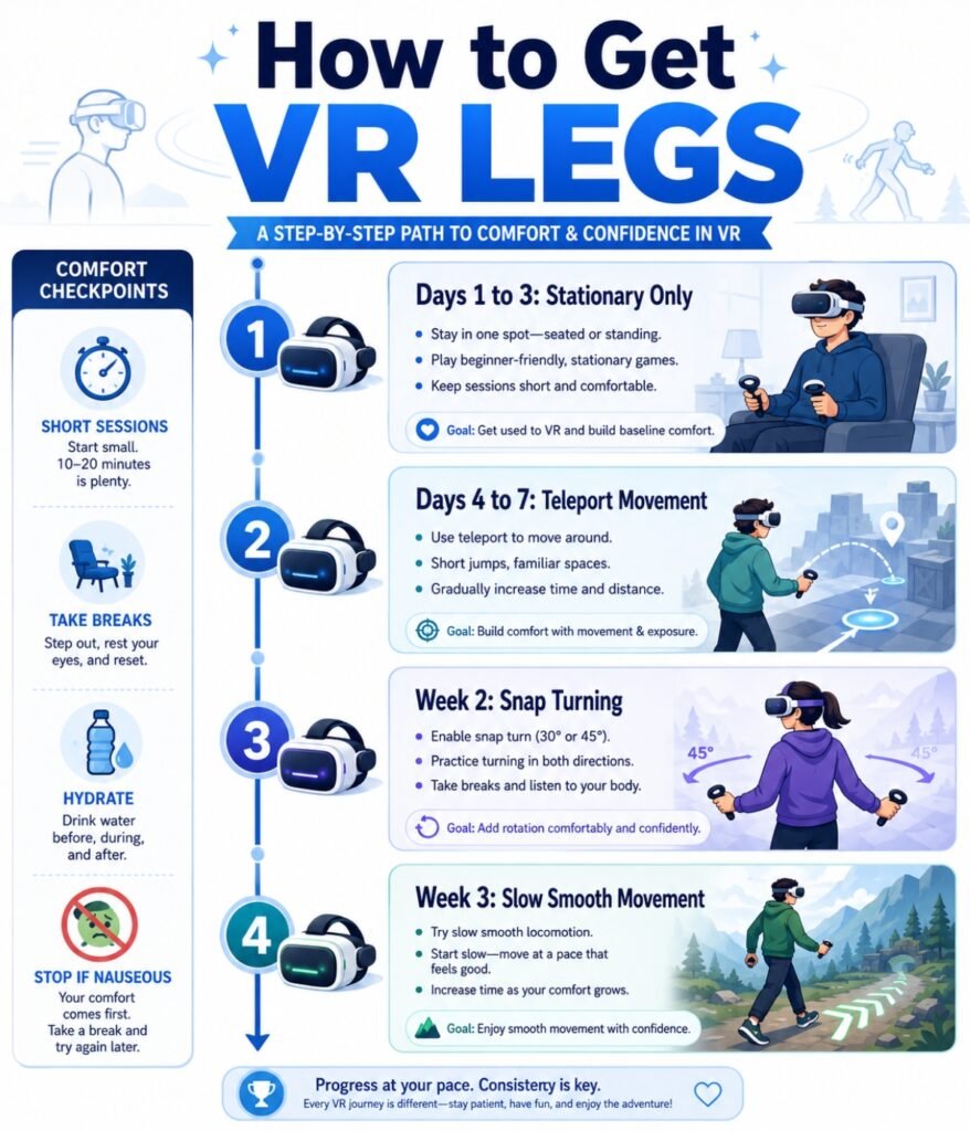 How to get VR legs training plan for beginners with VR motion sickness