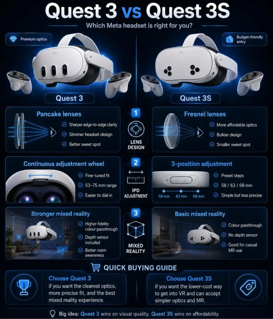 Meta Quest 3 vs Quest 3S comparison for beginner VR users