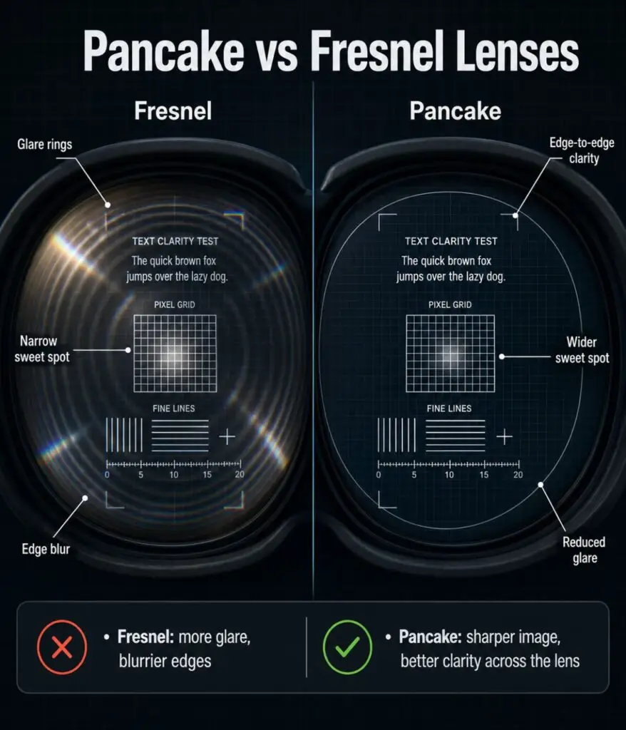 Pancake lenses vs Fresnel lenses VR clarity comparison