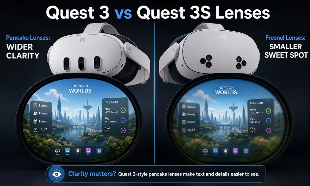 Quest 3 vs Quest 3S lenses pancake versus Fresnel comparison