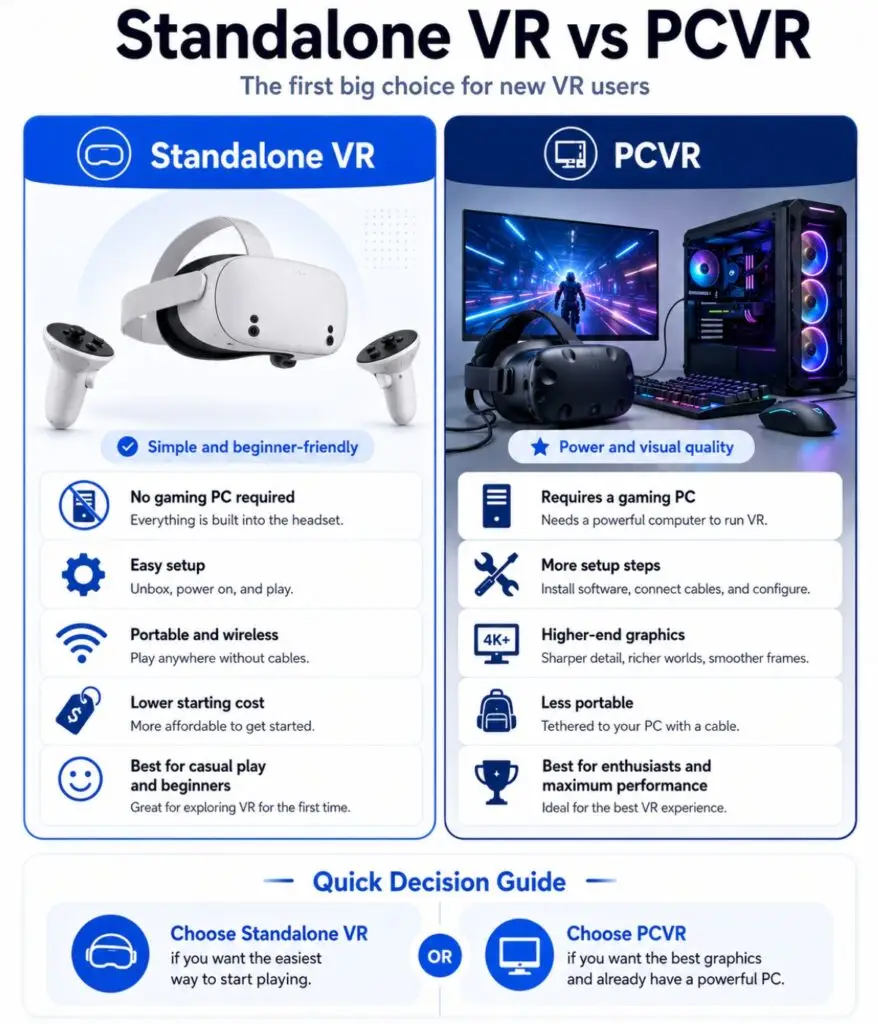 Standalone VR vs PCVR comparison for beginner users