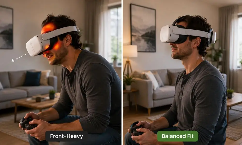 VR headset comfort and weight distribution comparison