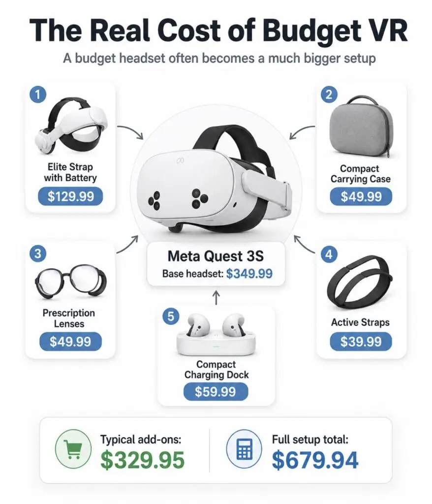 Hidden costs of VR headsets including straps batteries and accessories