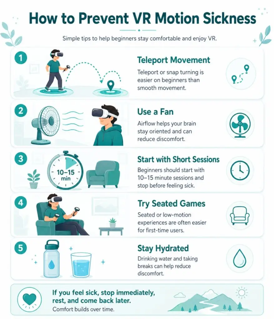 VR motion sickness prevention tips for beginners