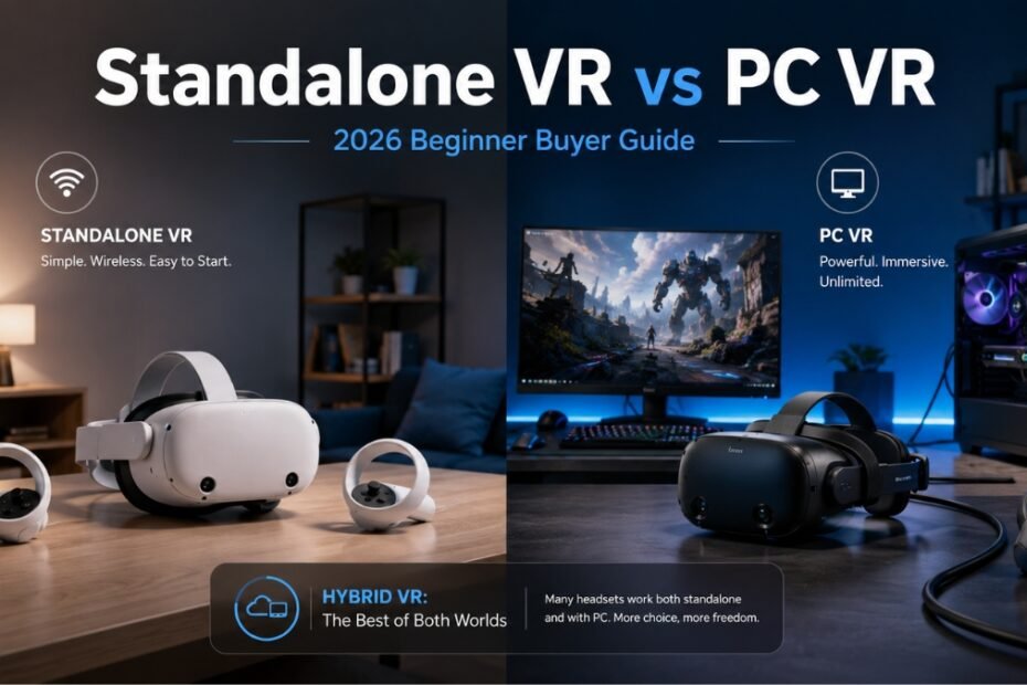 Standalone VR headset compared with PC VR gaming setup for beginner buyers